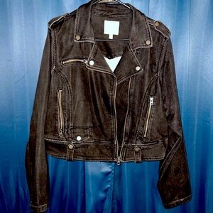 Torrid Plus Size 1 Black Cropped Moto Biker Jacket